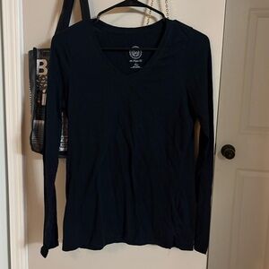 SO Black Long Sleeve V-Neck Tee